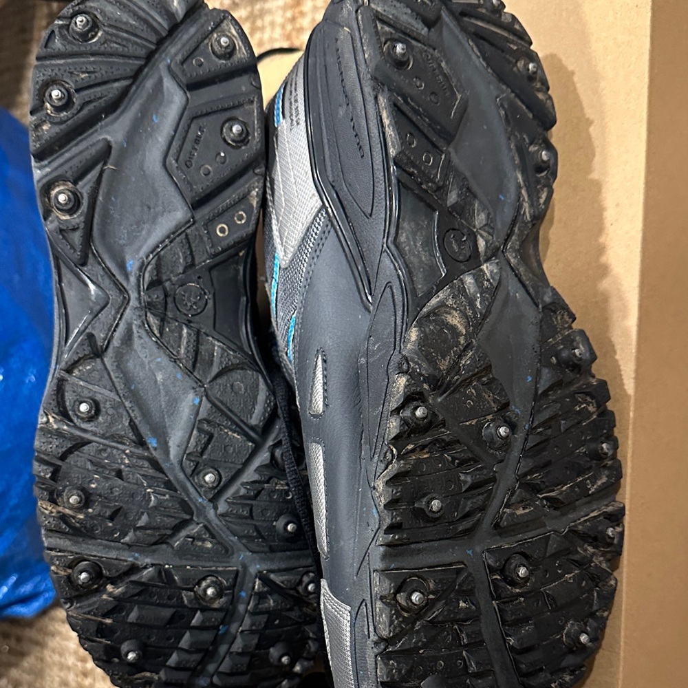 Icebug Men's Gray and Blue Studded Waterproof BUGdri Running Shoes - Picture 8 of 13